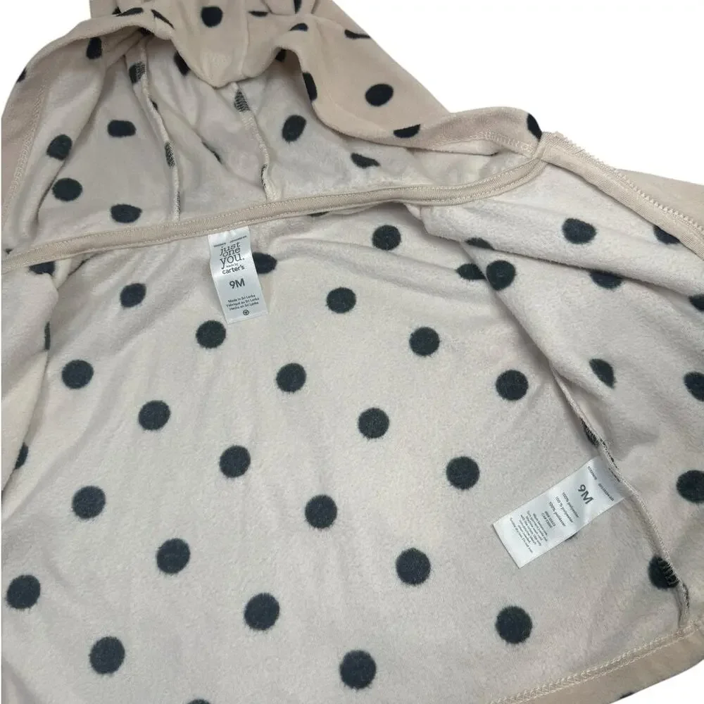 Carter's Zip Up Sweater Baby Girl Hooded Off White 9 Months